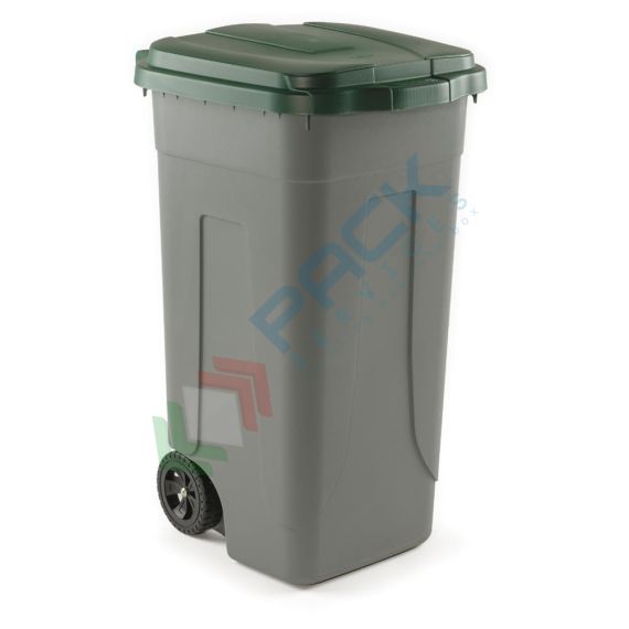 Bidone spazzatura per la raccolta differenziata rifiuti, capacità 100 Lt, con coperchio a cerniera, colore grigio-verde, Tipologia: Bidone, Capacità: 100 Lt, Chiusura: Coperchio a Cerniera, Versione: Standard, Colore: Grigio + Verde vendita, produzione, prezzi e offerte