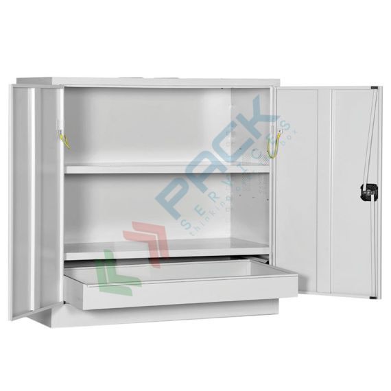 Armadio di sicurezza per lo stoccaggio di sostanze chimiche, acide e corrosive, Mis. 1000 L x 460 P x 1000 H mm, 2 ante cieche, 2 ripiani, Tipologia: Armadio per Chimici, Versione: Standard, Larghezza (cm): 100, Profondità (cm): 46, Altezza (cm): 100, Ante: 2 Piene, Colore: Grigio, Versione Ripiani: Verniciati, 7 image vendita, produzione, prezzi e offerte