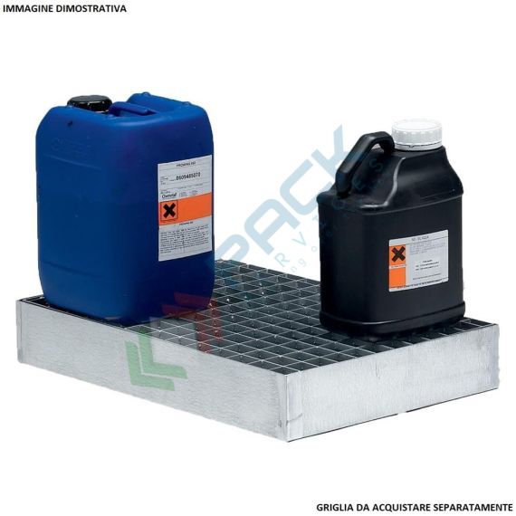 Vasca di contenimento liquidi in acciaio zincato, capacità 48 Lt, Mis. 800 L x 600 P x 100 H mm, ideale per taniche e piccoli contenitori, Tipologia: Vasca per Taniche e Contenitori, Ideale per: Taniche e Contenitori, Versione: Senza Griglia, Materiale: Acciaio, Volume di Raccolta (Lt): 48, 7 image vendita, produzione, prezzi e offerte