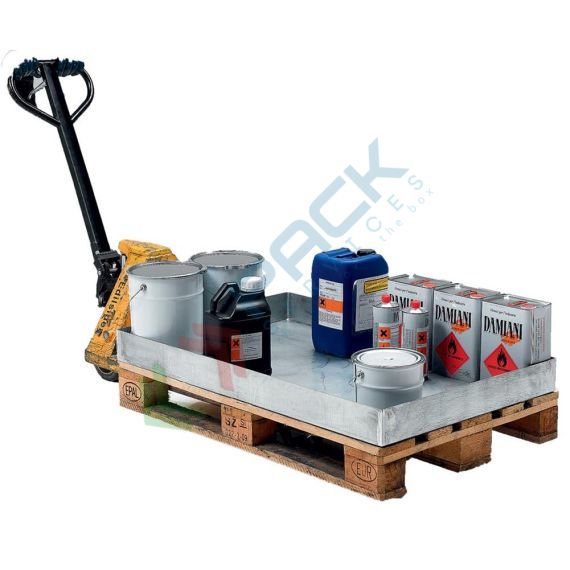 Vasca di contenimento liquidi in acciaio, per taniche e piccoli contenitori, capacità 96 Lt, Tipologia: Vasca per Taniche e Contenitori, Ideale per: Taniche e Contenitori, Versione: Senza Griglia, Materiale: Acciaio, Volume di Raccolta (Lt): 96, 7 image vendita, produzione, prezzi e offerte