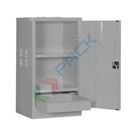 Armadio di sicurezza per lo stoccaggio di sostanze chimiche, acide e corrosive, Mis. 580 L x 460 P x 1000 H mm, 1 ante cieca, 2 ripiani, Tipologia: Armadio per Chimici, Versione: Standard, Larghezza (cm): 58, Profondità (cm): 46, Altezza (cm): 100, Ante: 1 Piena, Colore: Grigio, Versione Ripiani: Verniciati vendita, produzione, prezzi e offerte