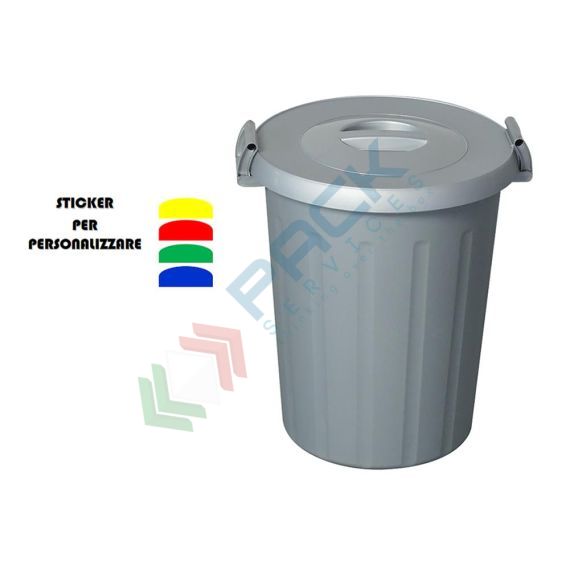 Pattumiera per la raccolta differenziata rifiuti, capacità 50 Lt, coperchio a pressione e maniglie laterali, colore grigio, Tipologia: Pattumiera, Capacità: 50 Lt, Chiusura: Coperchio a Pressione, Versione: Con Maniglie, Colore: Grigio, 3 image vendita, produzione, prezzi e offerte