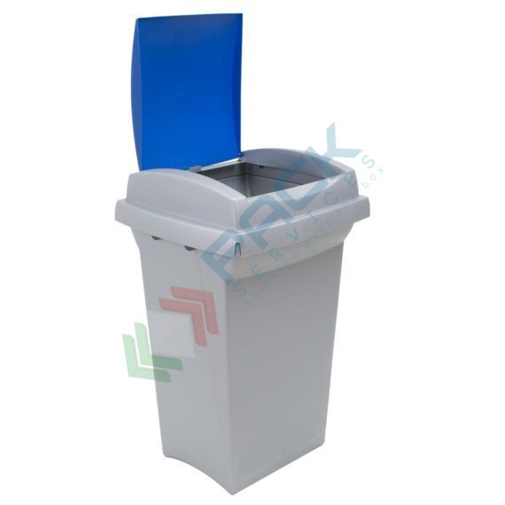 Pattumiera per la raccolta differenziata rifiuti, capacità 50 Lt, coperchio con cerniera, colore grigio/blu, Tipologia: Pattumiera, Capacità: 50 Lt, Chiusura: Coperchio a Cerniera, Versione: Standard, Colore: Blu, 3 image vendita, produzione, prezzi e offerte