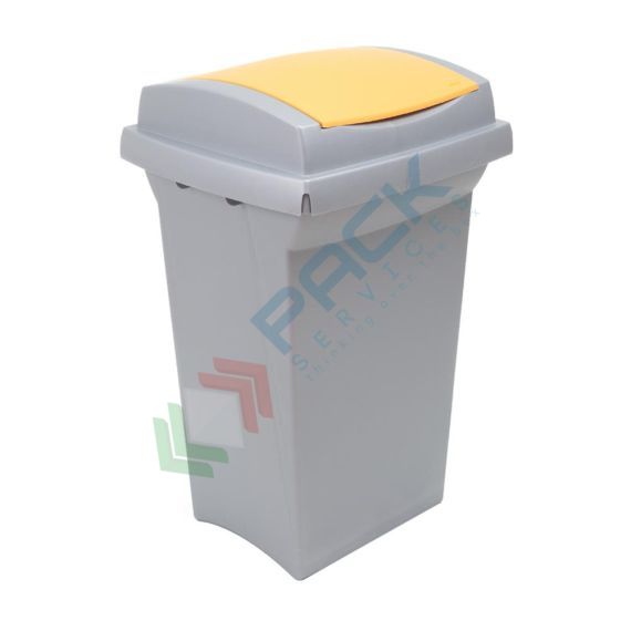 Pattumiera per la raccolta differenziata rifiuti, capacità 50 Lt, coperchio con cerniera, colore grigio/giallo, Tipologia: Pattumiera, Capacità: 50 Lt, Chiusura: Coperchio a Cerniera, Versione: Standard, Colore: Giallo vendita, produzione, prezzi e offerte
