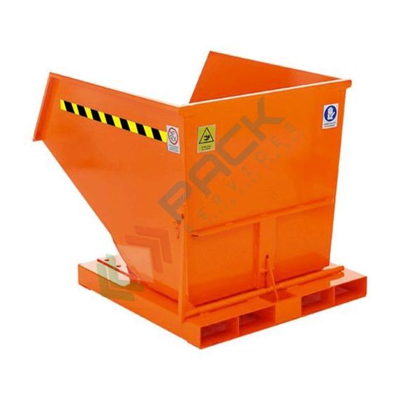 Benna ribaltabile senza ruote, in acciaio, capacità 755 Lt, svuotamento con muletto, arancio RAL 2004, Tipologia: Benna Scarico con Muletto, Pareti: Chiuse, Base: Senza Ruote, Capacità: 755 Lt, Portata (Kg): 1350 vendita, produzione, prezzi e offerte