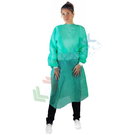 Camice monouso in TNT di polipropilene (PP), 30 g/mq, chiusura con lacci, polsini in cotone, conf. 10 pz vendita, produzione, prezzi e offerte