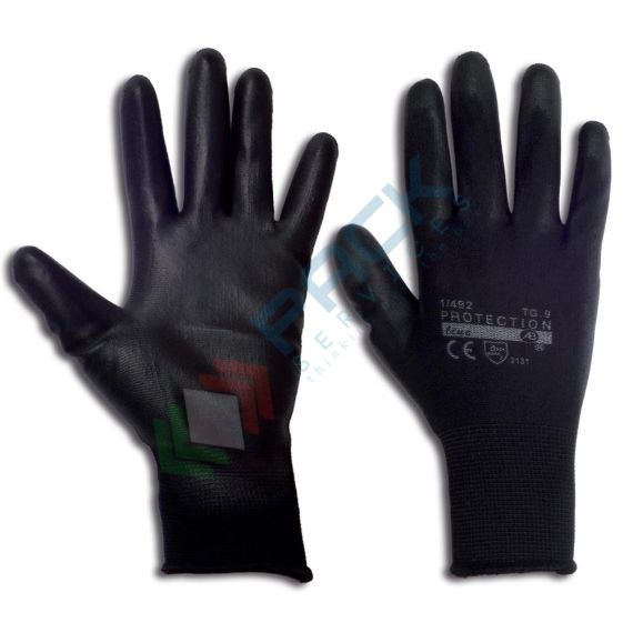 Guanti da lavoro in filato di nylon con palmo in PU, omologati EN 388, colore nero, taglia 8, Colore: Nero, Taglia: M vendita, produzione, prezzi e offerte