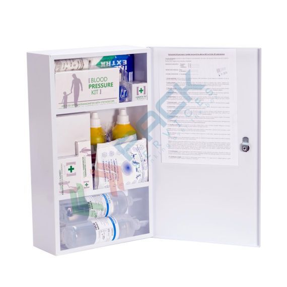 Armadietto pronto soccorso in metallo, contenuto maggiorato conforme all'allegato 1 del D.lgs. 81/2008-D.M.388/2003, ideale per 3 o più lavoratori (per aziende del gruppo AB), Tipologia: Armadietto Metallo, Normativa: D.M. 388 e D.L. 81, Nr. Lavoratori: 3 o più Lavoratori, Allegato: Allegato 1, Contenuto: Maggiorato vendita, produzione, prezzi e offerte