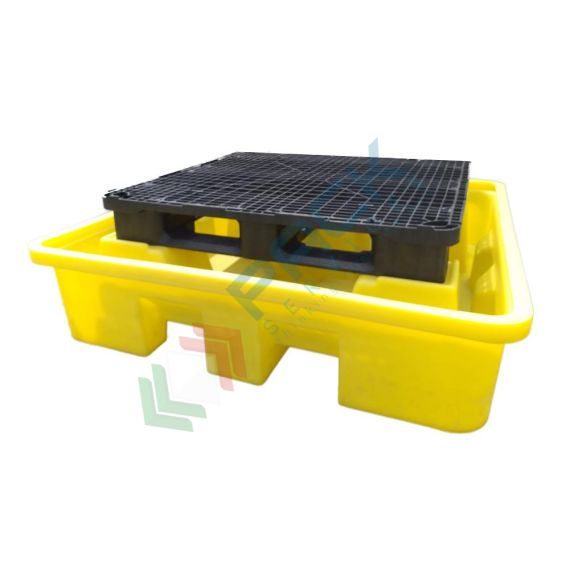 Vasca di contenimento liquidi in plastica (PE) con pallet d'appoggio, ideale per 4 fusti, volume di raccolta 470 Lt, Mis. 1550 L x 1600 P x 360 H mm, colore giallo, Tipologia: Vasca per Fusti, Ideale per: 4 Fusti, Versione: Standard, Materiale: Plastica, Volume di Raccolta (Lt): 470 vendita, produzione, prezzi e offerte