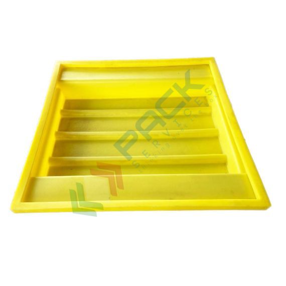 Vasca di contenimento liquidi in plastica (PE), per scaffalature, ideale per 3 fusti pallettizzati, volume di raccolta 210 Lt, Mis. 1320 L x 1320 P x 220 H mm, colore giallo, Tipologia: Vasca per Fusti, Ideale per: 3 Fusti, Versione: per Scaffalatura, Materiale: Plastica, Volume di Raccolta (Lt): 210, 6 image vendita, produzione, prezzi e offerte