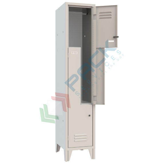 Armadio spogliatoio in metallo sovrapposto a "Z", 2 vani, Mis. 360 L x 500 P x 1800 H mm, maniglia lucchettabile, Tipologia: Salva Spazio, Nr. Vani: 2, Larghezza (cm): 36, Profondità (cm): 50, Altezza (cm): 180, Chiusura: Maniglia vendita, produzione, prezzi e offerte