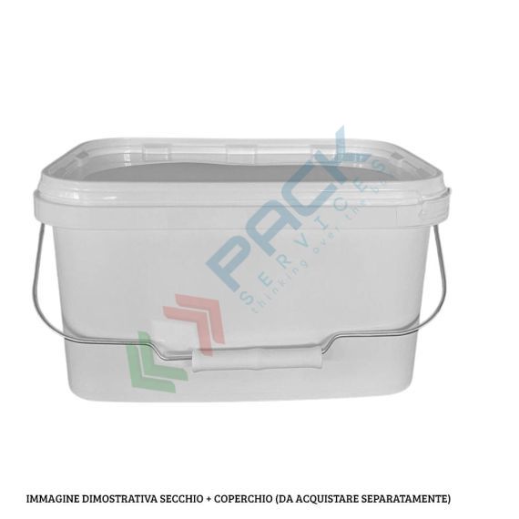 Secchio plastica (PP) rettangolare, capacità 5,5 Lt, Mis. 285 L x 195 P x 151 H mm, manico in metallo, chiusura a pressione (coperchio escluso), Tipologia: Secchio Rettangolare, Capacità: 5,5 Lt, Omologazione ADR: NO, Manico: Metallo, Colore: Bianco, Made In: Italia, 7 image vendita, produzione, prezzi e offerte