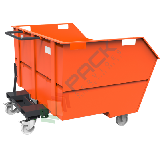 Benna ribaltabile porta rottami con ruote, in acciaio, capacità 1600 Lt, portata 2000 kg, Mis. 1750 L x 1494 P x 1137 H mm, colore arancione RAL 2004, Tipologia: Benna Scarico con Muletto, Pareti: Chiuse, Base: 4 Ruote, Capacità: 1600 Lt, Portata (Kg): 2000 vendita, produzione, prezzi e offerte