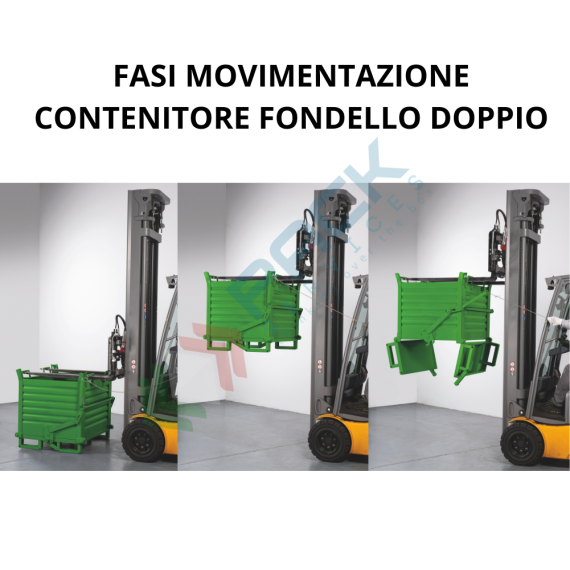 Contenitore in lamiera con fondo apribile a doppio portello, Mis. 1000 L x 800 P x 1260 H mm, portata 2000 Kg, colore arancio RAL 2004, Tipologia: Contenitore Fondello Doppio, Pareti: Chiuse, Base: con Slitte, Mis. Base (cm): 80 x 100, Altezza (cm): 126, Portata (Kg): 2000, 4 image vendita, produzione, prezzi e offerte