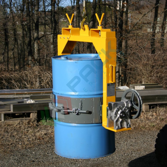 Girafusti manuale a diametro fisso applicabile a paranco, in acciaio verniciato, Mis. 650 L x 1100 P x 1000 H mm, ideale per fusti in metallo, 4 image vendita, produzione, prezzi e offerte