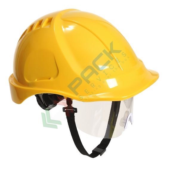 Casco da lavoro con calotta in ABS + policarbonato non ventilata, con visiera retrattile, ideale per i lavori su impianti a bassa tensione, modello Endurance Plus, tg. regolabile, colore giallo, Tipologia: Endurance, Versione: Dielettrica con Visiera, Colore: Giallo, Visiera: SI vendita, produzione, prezzi e offerte