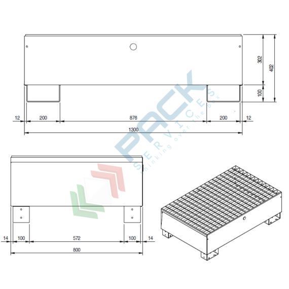Vasca di contenimento liquidi carrellata, in acciaio ideale per 2 fusti, volume di raccolta 200 Lt, Mis. 1300 L x 800 P x 392 H mm, colore arancio RAL 2004, Tipologia: Vasca per Fusti, Ideale per: 2 Fusti, Versione: Carrellabile, Materiale: Acciaio, Volume di Raccolta (Lt): 200, 15 image vendita, produzione, prezzi e offerte