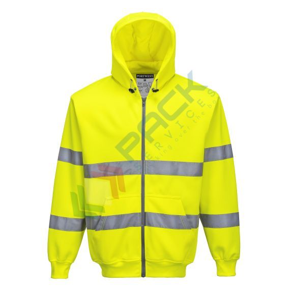 Felpa alta visibilità con cappuccio, 65% poliestere + 35% cotone, 300 gr, chiusura con zip, omologata EN ISO 20471, colore giallo, Tipologia: Felpa Alta Visibilità, Colore: Giallo, Taglia: M, Vestibilità: Regular vendita, produzione, prezzi e offerte