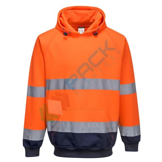 Felpa alta visibilità girocollo con cappuccio, 65% poliestere + 35% cotone, 300 gr, senza zip, omologata EN ISO 20471, colore arancione + blu navy, Tipologia: Felpa Alta Visibilità, Colore: Arancione + Blu Scuro, Taglia: XL, Vestibilità: Regular vendita, produzione, prezzi e offerte