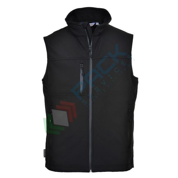 Gilet da lavoro Softshell, 94% Poliestere, 6% Elastane, con softshell in micro pile, 310 gr, traspirante, antivento e impermeabile, colore nero, Colore: Nero, Taglia: S vendita, produzione, prezzi e offerte