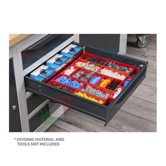 Banco da lavoro con ruote, piano in legno e 1 cassetto, gambe regolabili in altezza, Mis. 2000 L x 750 P x 887/1262 H mm, colore grigio, Tipologia: Banco con Ruote, Gambe: Regolabili, Materiale Piano: Legno, Larghezza (cm): 200, Versione: 1 Cassetto, Colore: Grigio, 10 image vendita, produzione, prezzi e offerte