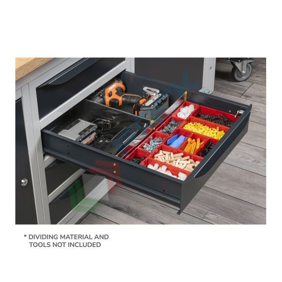 Banco da lavoro con ruote, piano in legno e 4 cassetti, gambe regolabili in altezza, Mis. 1500 L x 750 P x 887/1262 H mm, colore grigio, Tipologia: Banco con Ruote, Gambe: Regolabili, Materiale Piano: Legno, Larghezza (cm): 150, Versione: 4 Cassetti, Colore: Grigio, 9 image vendita, produzione, prezzi e offerte