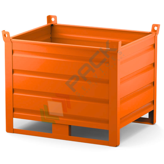 Contenitore in lamiera con slitte lato lungo, Mis. 1200 L x 1000 P x 845 H mm, portata 1000 Kg, colore arancio RAL 2004, Tipologia: Contenitore In Lamiera, Base: Slitte Lato Lungo, Larghezza (cm): 120, Profondità (cm): 100, Altezza (cm): 84,5, Sportello: NO, Portata (Kg): 1000 vendita, produzione, prezzi e offerte