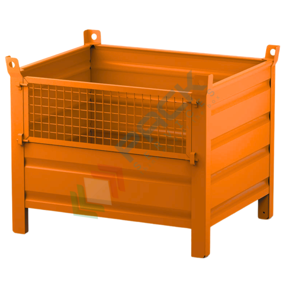 Contenitore in lamiera con piedini e anta in rete, Mis. 1200 L x 800 P x 845 H mm, portata 800 Kg, colore arancio RAL 2004, Tipologia: Contenitore In Lamiera, Base: 4 Piedi, Larghezza (cm): 120, Profondità (cm): 80, Altezza (cm): 84,5, Sportello: 1 in Rete, Portata (Kg): 800 vendita, produzione, prezzi e offerte
