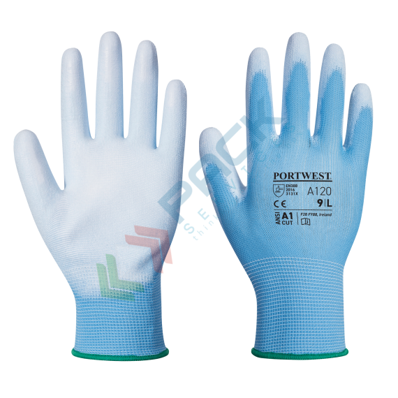 Guanti da lavoro con grip, in poliestere con rivestimento in liscio PU per una maggiore resistenza all'abrasione, calibro 13, omologati EN 388, colore blu, taglia XS, Colore: Blu, Taglia: XS vendita, produzione, prezzi e offerte