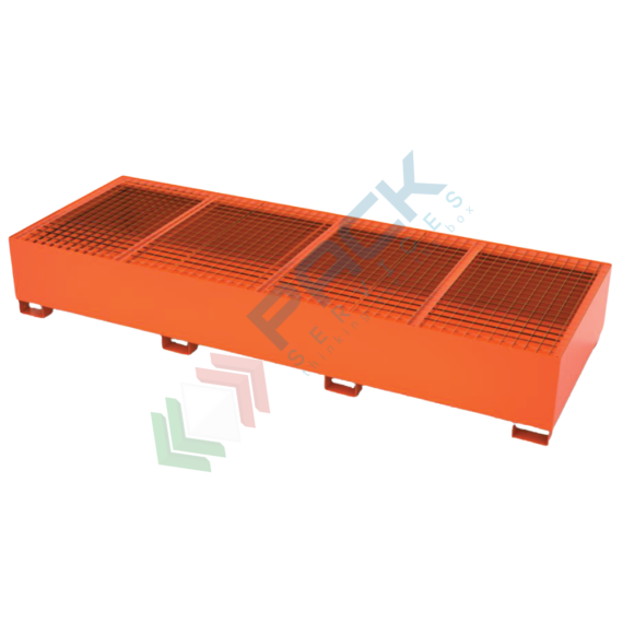 Vasca di contenimento liquidi in acciaio ideale per 3 cisterne IBC, volume di raccolta 2000 Lt, Mis. 3600 L x 1300 P x 550 H mm, colore arancio RAL 2004, Tipologia: Vasca per Cisterne, Ideale per: 3 Cisterne, Versione: Standard, Materiale: Acciaio, Volume di Raccolta (Lt): 2000 vendita, produzione, prezzi e offerte