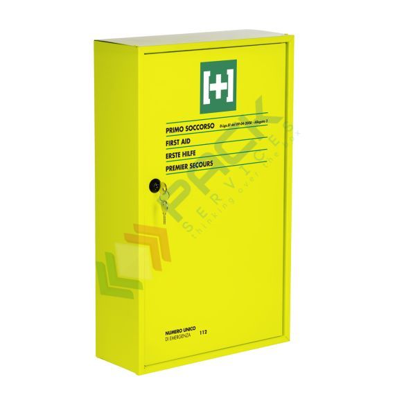 Armadietto pronto soccorso in metallo verniciato con polvere epossidica FLUO, contenuto base conforme all'allegato 1 del D.lgs. 81/2008-D.M.388/2003, ideale per 3 o più lavoratori (per aziende del gruppo AB), Tipologia: Armadietto Metallo - FLUO, Normativa: D.M. 388 e D.L. 81, Nr. Lavoratori: 3 o più Lavoratori, Allegato: Allegato 1, Contenuto: Base vendita, produzione, prezzi e offerte