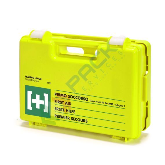 Cassetta pronto soccorso in plastica colore FLUO, contenuto base conforme all'allegato 1 del D.lgs. 81/2008-D.M.388/2003, ideale per 3 o più lavoratori (per aziende del gruppo AB), Tipologia: Cassetta - FLUO, Normativa: D.M. 388 e D.L. 81, Nr. Lavoratori: 3 o più Lavoratori, Allegato: Allegato 1, Contenuto: Base vendita, produzione, prezzi e offerte