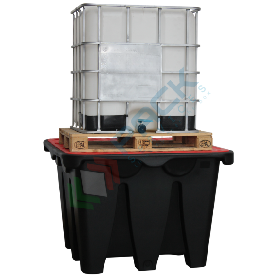 Vasca di contenimento liquidi impilabile, in plastica (PE) con griglia, ideale per 1 IBC 1000 Lt, volume di raccolta 1100 Lt, Mis. 1450 L x 1450 P x 1000 H mm, Tipologia: Vasca per Cisterne, Ideale per: 1 Cisterna, Versione: Inseribile, Materiale: Plastica, Volume di Raccolta (Lt): 1100, 11 image vendita, produzione, prezzi e offerte