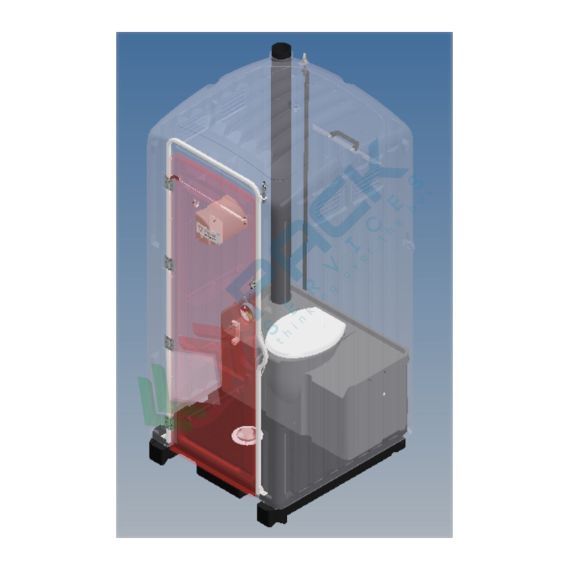 Bagno mobile monoblocco in polietilene (PE), capacità utile vasca reflui 150 Lt, seduta inglese, pronto all'uso-montato, design compatto, corpo grigio-porta rossa, Tipologia: Bagno Chimico, Seduta: Inglese, Capacità Utile - Vasca Reflui: 150 Lt, Sistema: Ricircolo, 3 image vendita, produzione, prezzi e offerte