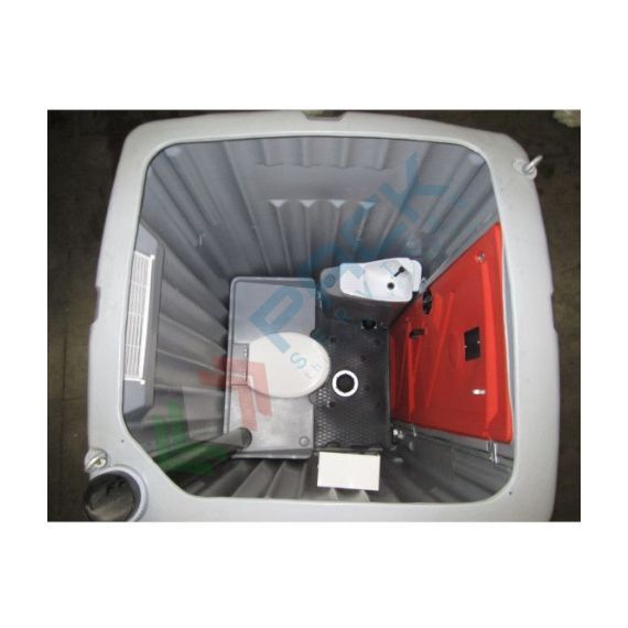 Bagno mobile monoblocco in polietilene (PE), capacità utile vasca reflui 150 Lt, seduta inglese, pronto all'uso-montato, design compatto, corpo grigio-porta rossa, Tipologia: Bagno Chimico, Seduta: Inglese, Capacità Utile - Vasca Reflui: 150 Lt, Sistema: Ricircolo, 5 image vendita, produzione, prezzi e offerte