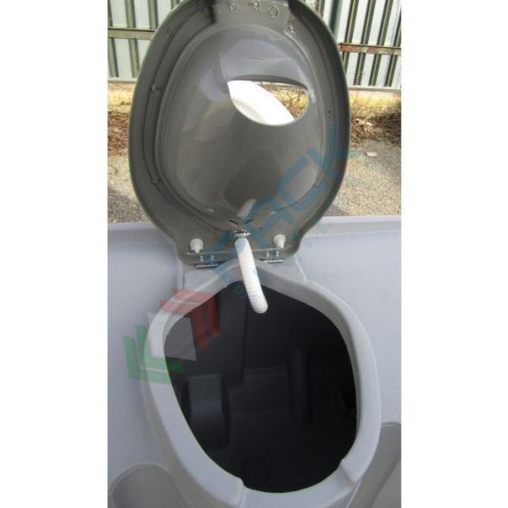 Bagno mobile monoblocco in polietilene (PE), capacità utile vasca reflui 150 Lt, seduta inglese, pronto all'uso-montato, design compatto, corpo grigio-porta rossa, Tipologia: Bagno Chimico, Seduta: Inglese, Capacità Utile - Vasca Reflui: 150 Lt, Sistema: Ricircolo, 4 image vendita, produzione, prezzi e offerte