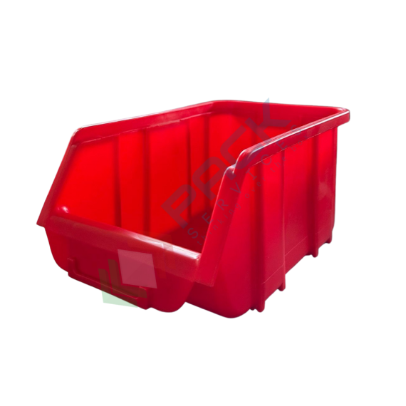 Contenitore bocca di lupo sovrapponibile, in plastica (PP), capacità 1,65 Litri, Mis. 128 L x 204 P x 96 H mm, con linguetta posteriore, colore rosso, Tipologia: Bocca di Lupo Sovrapponibile, Capacità: 1,65 Lt, Colore: Rosso, 4 image vendita, produzione, prezzi e offerte