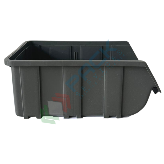 Contenitore bocca di lupo sovrapponibile, in plastica (PP), capacità 8,75 Litri, Mis. 219 L x 368 P x 148 H mm, con linguetta posteriore, colore grigio, Tipologia: Bocca di Lupo Sovrapponibile, Capacità: 8,75 Lt, Colore: Grigio, 4 image vendita, produzione, prezzi e offerte