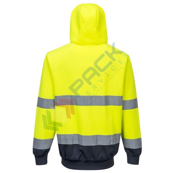 Felpa alta visibilità girocollo con cappuccio, 65% poliestere + 35% cotone, 300 gr, senza zip, omologata EN ISO 20471, colore giallo + blu navy, Tipologia: Felpa Alta Visibilità, Colore: Giallo + Blu Scuro, Taglia: S, Vestibilità: Regular, 3 image vendita, produzione, prezzi e offerte