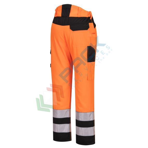 Pantaloni alta visibilità in tessuto Kingsmill Polycotton (65% poliestere + 35% cotone), 245 gr, modello PW2 Service, omologati CE + EN ISO 20471 Classe 2, colore arancione/nero, tg. XS, Tipologia: Pantaloni Alta Visibilità, Colore: Arancione + Nero, Taglia: XS, Vestibilità: Regular, 6 image vendita, produzione, prezzi e offerte