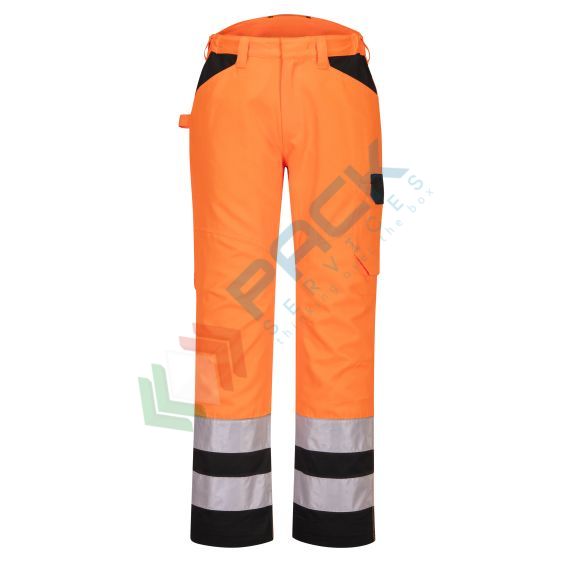 Pantaloni alta visibilità in tessuto Kingsmill Polycotton (65% poliestere + 35% cotone), 245 gr, modello PW2 Service, omologati CE + EN ISO 20471 Classe 2, colore arancione/nero, tg. XS, Tipologia: Pantaloni Alta Visibilità, Colore: Arancione + Nero, Taglia: XS, Vestibilità: Regular, 3 image vendita, produzione, prezzi e offerte