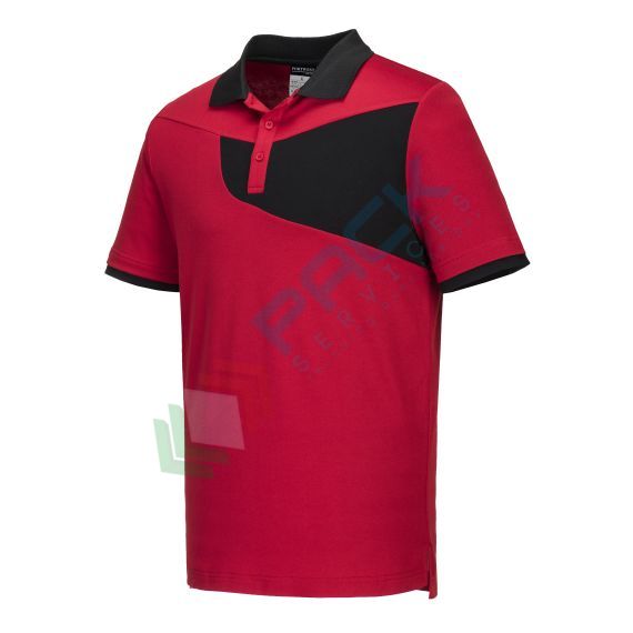 Polo da lavoro bicolore 55% Cotone + 45% Poliestere, 144 gr, tessuto traspirante con design antigraffio, vestibilità slim, cuciture in contrasto, colore rosso/nero, Colore: Rosso, Taglia: L, 7 image vendita, produzione, prezzi e offerte