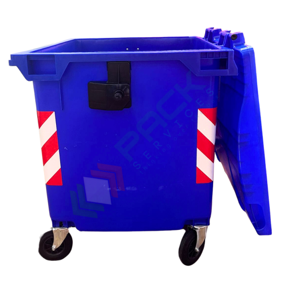 Cassonetto per la raccolta differenziata rifiuti, capacità 660 Lt, certificato UNI EN 840, coperchio piano, colore blu, Tipologia: Cassonetto UNI EN 840, Capacità: 660 Lt, Chiusura: Coperchio Piano, Versione: Standard, Colore: Blu, 5 image vendita, produzione, prezzi e offerte