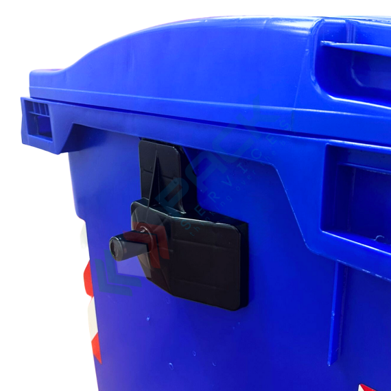 Cassonetto per la raccolta differenziata rifiuti, capacità 660 Lt, certificato UNI EN 840, coperchio piano, colore blu, Tipologia: Cassonetto UNI EN 840, Capacità: 660 Lt, Chiusura: Coperchio Piano, Versione: Standard, Colore: Blu, 13 image vendita, produzione, prezzi e offerte