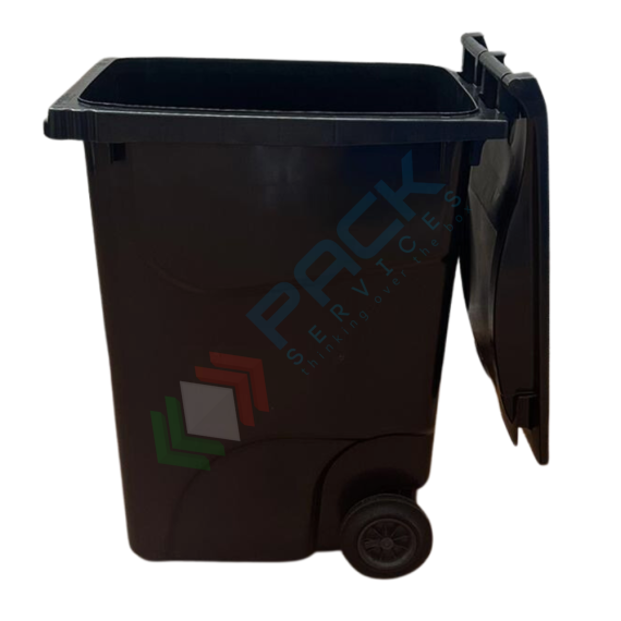 Bidone spazzatura per la raccolta differenziata rifiuti, capacità 360 Lt, certificato UNI EN 840, per uso esterno, colore nero, Tipologia: Bidone UNI EN 840, Capacità: 360 Lt, Chiusura: Coperchio a Cerniera, Versione: Standard, Colore: Nero, 5 image vendita, produzione, prezzi e offerte
