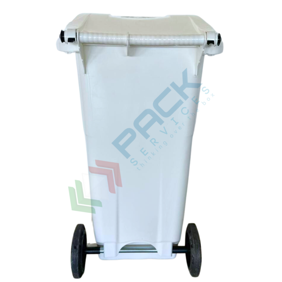 Bidone spazzatura per la raccolta differenziata rifiuti, capacità 120 Lt, certificato UNI EN 840, per uso esterno, colore bianco, Tipologia: Bidone UNI EN 840, Capacità: 120 Lt, Chiusura: Coperchio a Cerniera, Versione: Standard, Colore: Bianco, 7 image vendita, produzione, prezzi e offerte