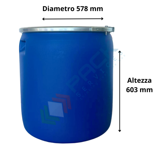 Fusto in plastica (HDPE) ad apertura totale, cilindrico, capacità 136 Lt, ADR/ONU per solidi, uso industriale, Tipologia: Fusto Bocca Aperta Cilindrico (TOCIL), Capacità: 136 Lt, Ideale per: Solidi e Polveri, Contatto Diretto con Alimenti: NO, Materiale: HDPE, Colore: Blu, 10 image vendita, produzione, prezzi e offerte