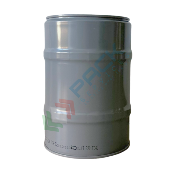 Fusto in ferro cilindrico, capacità 30 Lt,con tappi a vite Tri Sure (inclusi), omologato ADR/ONU, corpo grigio interno laccato, 2 image vendita, produzione, prezzi e offerte