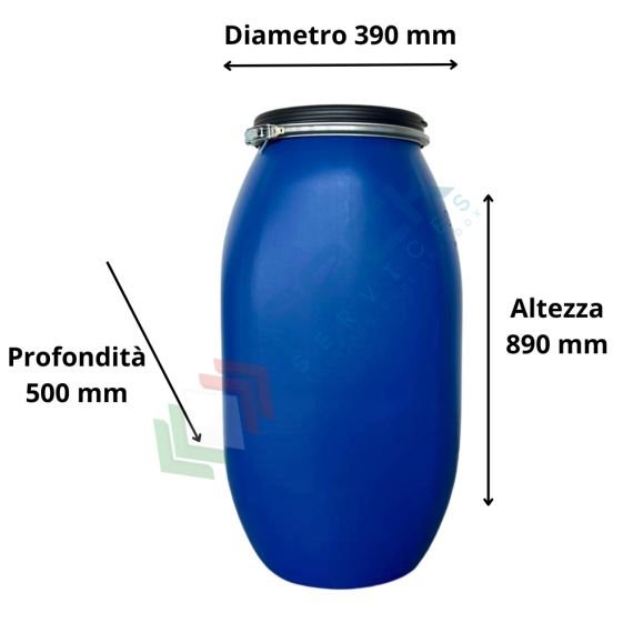 Fusto in plastica (HDPE) ad apertura totale, rettangolare, capacità 120 Lt, ADR/ONU per solidi, uso industriale, Tipologia: Fusto Bocca Aperta Rettangolare (TORT), Capacità: 120 Lt, Ideale per: Solidi e Polveri, Contatto Diretto con Alimenti: NO, Materiale: HDPE, Colore: Blu, 9 image vendita, produzione, prezzi e offerte
