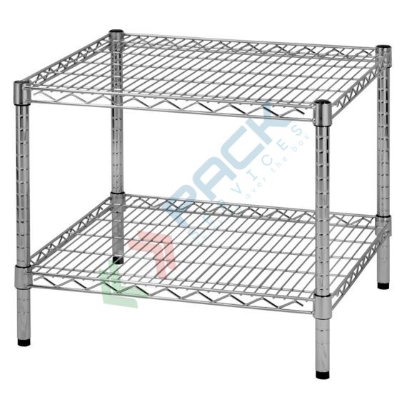 Scaffale in acciaio cromato, Mis. 60 L x 60 P x 50 H cm, 2 ripiani robusti e regolabili, Tipologia: Scaffale, Larghezza (cm): 60, Profondità (cm): 60, Altezza (cm): 50, Colore: Grigio vendita, produzione, prezzi e offerte
